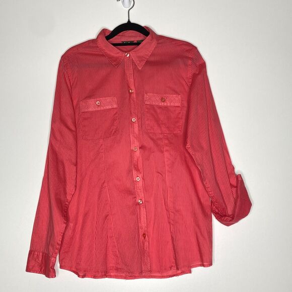Eddie Bauer Button Up Roll Tab Long Sleeve Shirt Women's Size Large - Picture 1 of 7